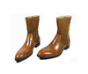 Men Mid Calf Pointed-toe Zip Patchwork Leather Boots