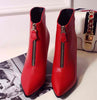 Women Boots Ankle Pointed Toe Zip High Heels