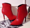 Women Boots Ankle Pointed Toe Zip High Heels