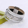 Handmade Feather Leaves Multilayer Wide Magnetic Leather Bracelets