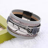 Handmade Feather Leaves Multilayer Wide Magnetic Leather Bracelets