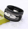 Handmade Feather Leaves Multilayer Wide Magnetic Leather Bracelets