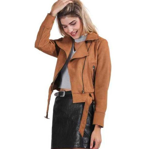 Zipper Suede Basic Jacket Coat